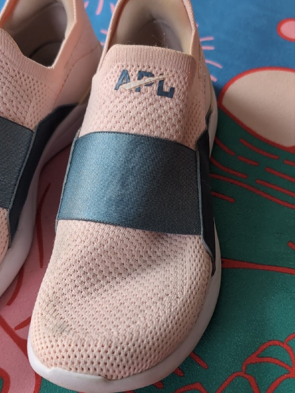 APL Knit Slip-On Sneakers in Blush Pink & Charcoal Strap - Picture 2 of 7